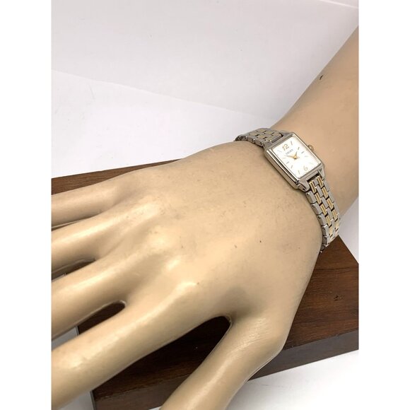 Seiko Women's Watch SXGL59 Quartz Petite Tank Rectangle White Dial 2-Tone Steel - Picture 5 of 14